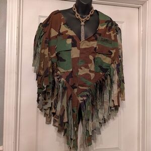 Camouflage Fringe Poncho Custom